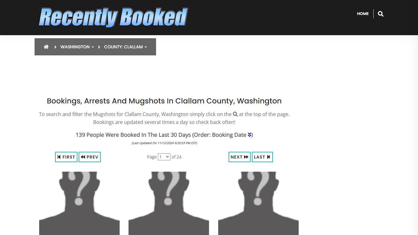 Bookings, Arrests and Mugshots in Clallam County, Washington