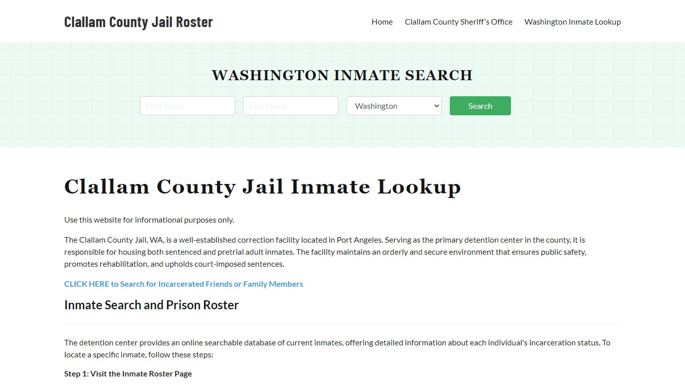 Clallam County Jail Roster Lookup, WA, Inmate Search