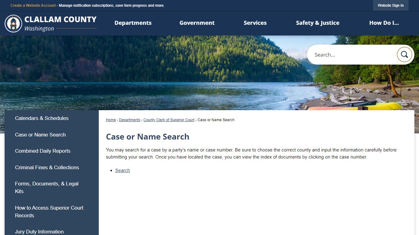 Case or Name Search - Clallam County, WA